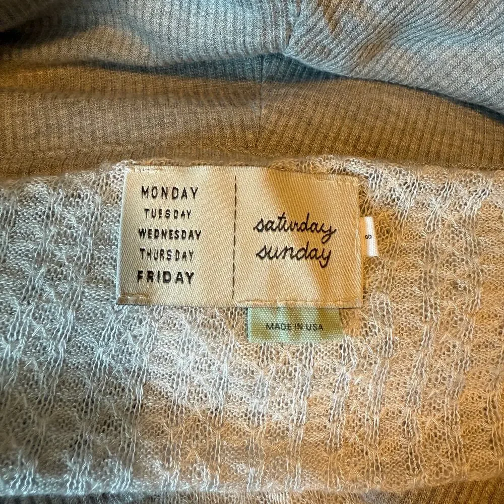 Anthropologie Saturday Sunday Waffle Cowlneck Pullover Top Small